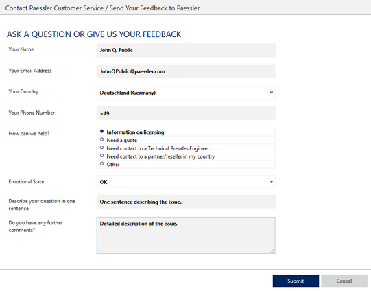 Customer Service Contact Form Customer Service Contact Form