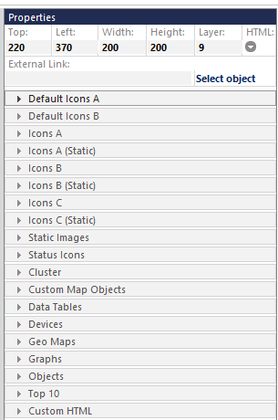 Properties Selection in the Map Designer Properties Selection in the Map Designer